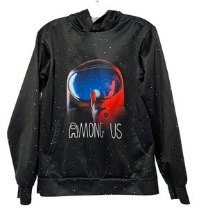 AMONG US black Hoodie Sweatshirt Hoody top Kid’s MEDIUM boy girl‎ EUC Fun